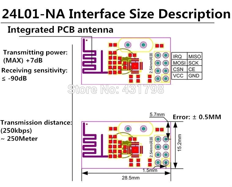 nRF24L01+PA+LNA Patch Antenna